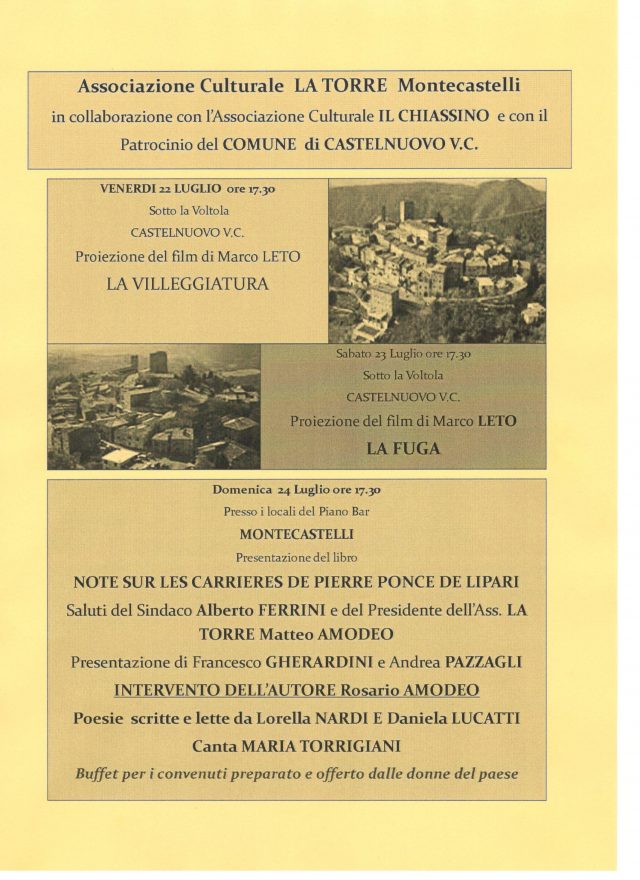 Turismo a Castelnuovo Val di Cecina: Eventi culturali dal 22 al 24 Luglio