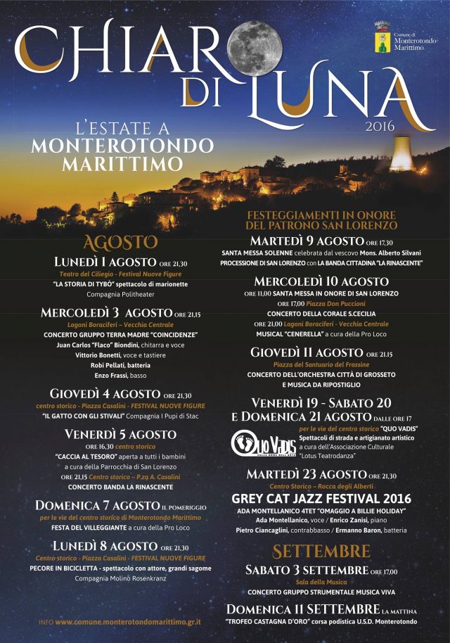 Turismo a Monterotondo M.mo: La rassegna estiva “Chiaro di luna” a Monterotondo Marittimo