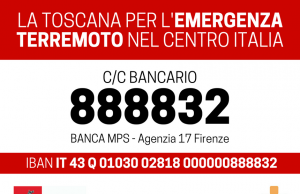 Terremoto centro Italia, un conto corrente per le donazioni di tutta la Toscana