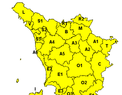 Meteo, codice giallo per temporali su tutta la Toscana