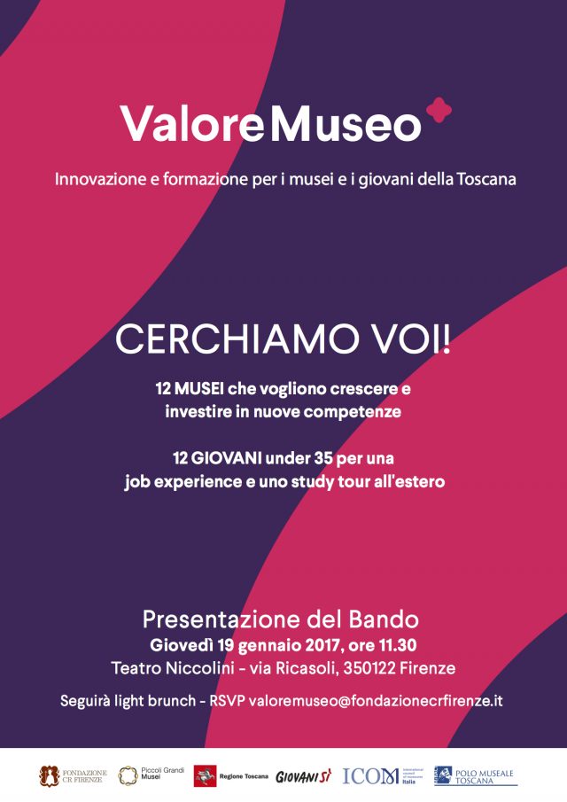 Firenze, 19/1: presentazione del bando ‘ValoreMuseo’
