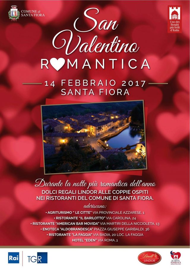 Turismo, Santa Fiora: San Valentino romantico a Santa Fiora: dolci omaggi alle coppie ospiti dei ristoranti