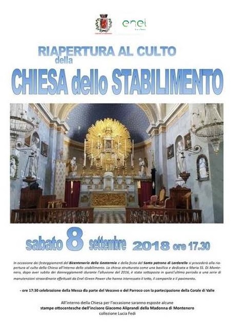 Larderello, riaperta al culto la Chiesa all’interno degli stabilimenti geotermici Enel