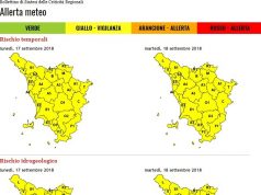 Temporali, Codice giallo su tutta la Toscana da oggi, lunedì, fino alle 20 di domani, martedì