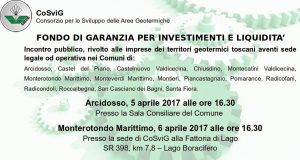 Sviluppo, Aree Geotermiche: Ad Arcidosso e Monterotondo M.mo gli incontri sul Fondo di Garanzia