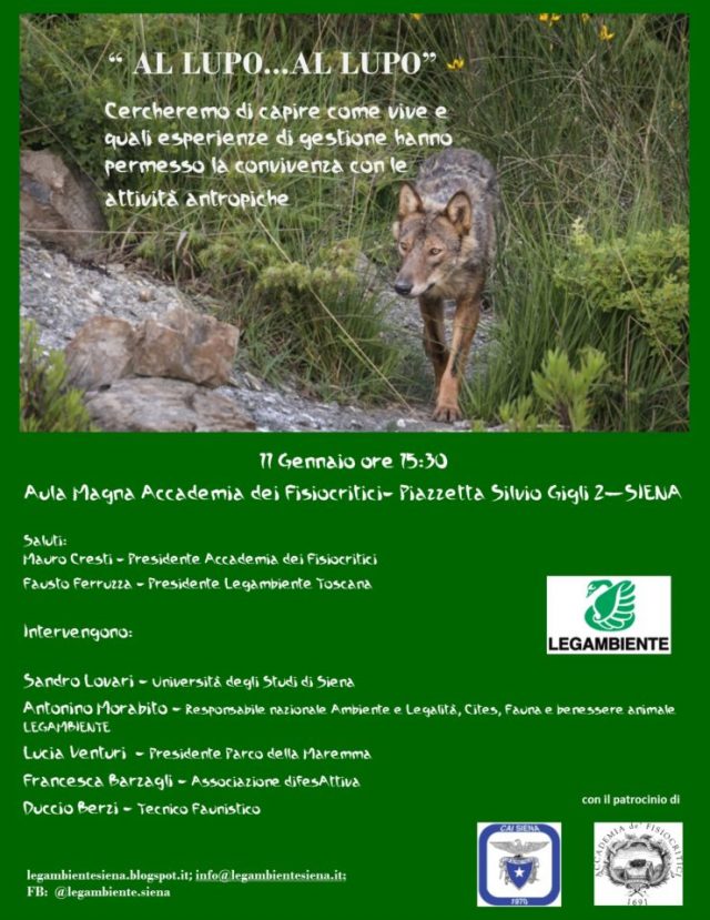 Legambiente organizza un incontro per parlare del lupo