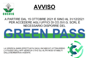 COVID 19 e GREEN PASS: Accesso alle sedi CoSviG
